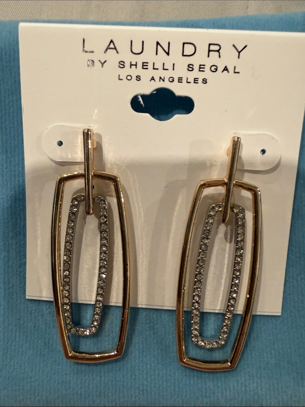 Laundry By Shelli Segal Gold-tone Crystal Double Link Drop Earrings